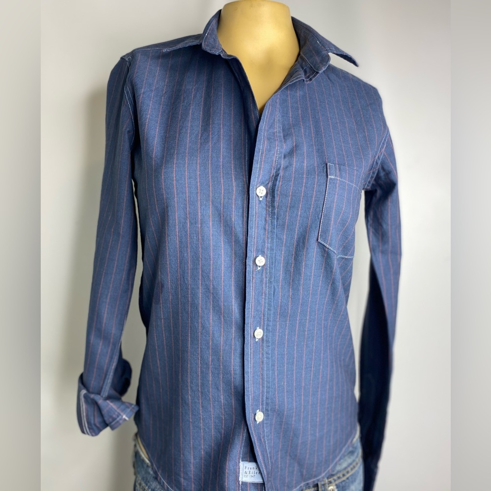Frank Eileen size XXS Barry NWOT denim striped blue womens shirt